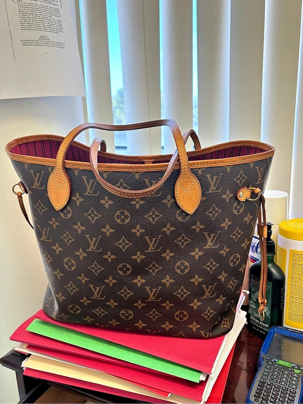 Louis Vuitton Neverfull MM Monogram Canvas Tote in Brown